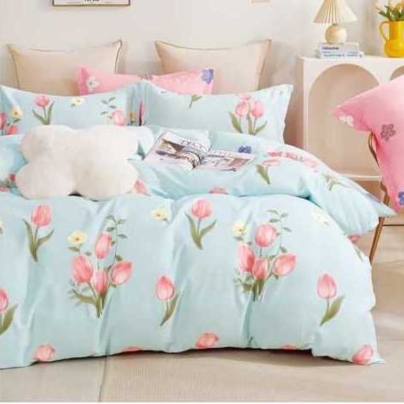100% Cotton Queen Duvet Cover set 3Pcs Comforter Cover Pillowcases Floral Soft - Picture 1 of 5